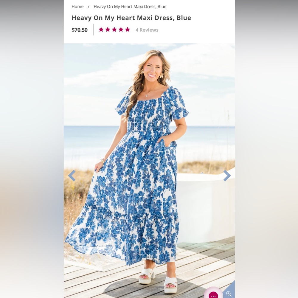Chic Soul Heavy On My Heart Blue Floral Maxi Dress